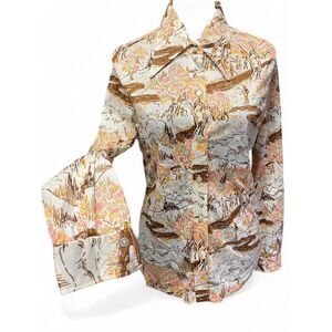 Vintage Western Theater 70s Dagger Collar Groovy Maximalist ButtonUp Long Sleeve